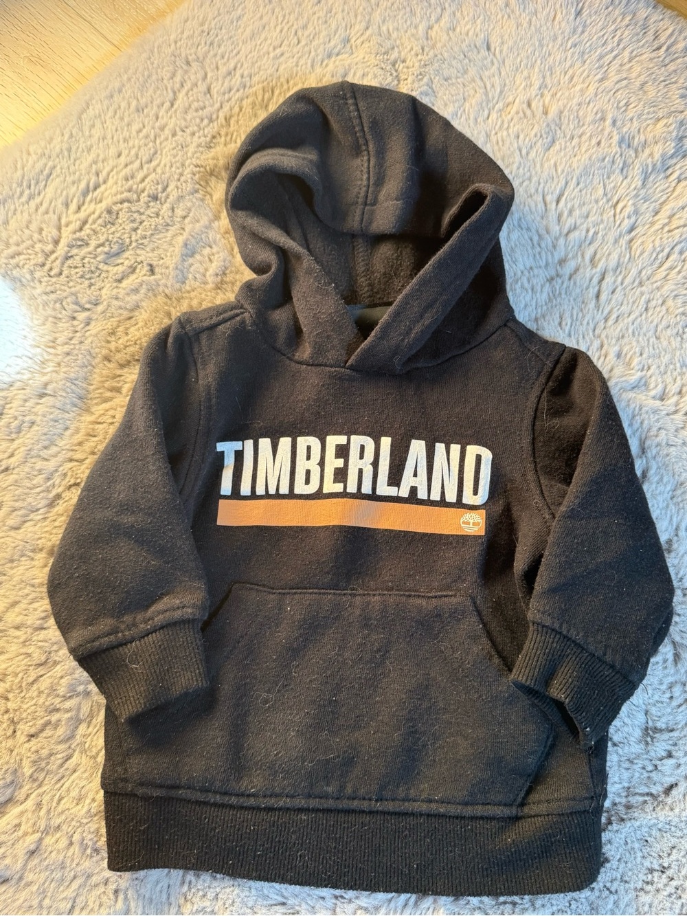 Timberland Kids Black Hoodie with Orange Stripe